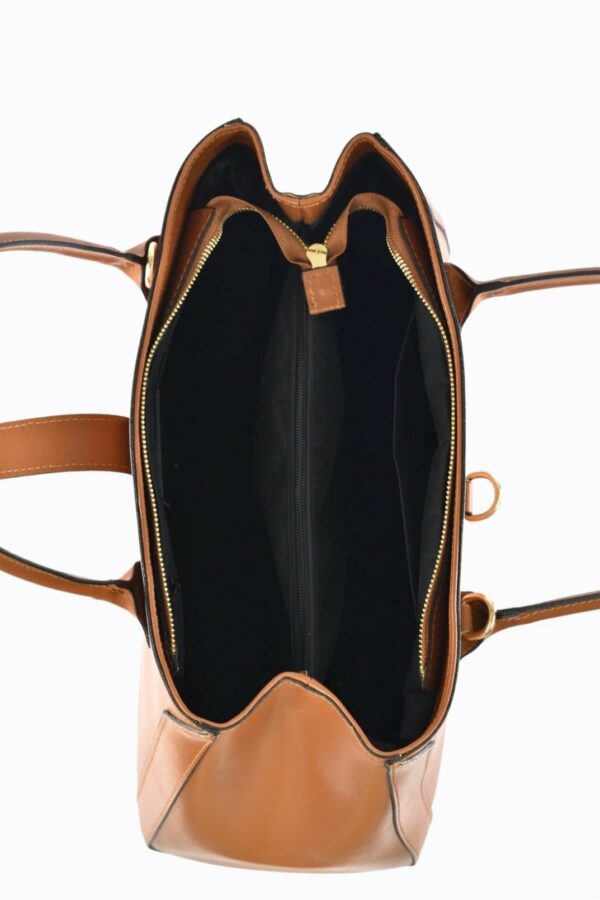 Borsa in vera pelle colore cuoio Made in Italy. Spedizione Gratuita