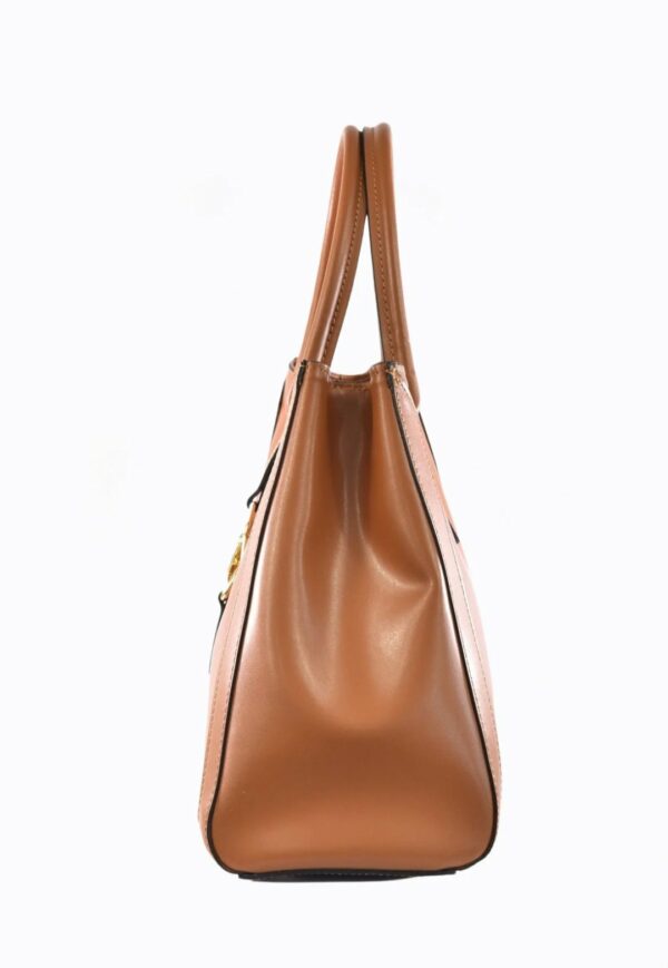 Borsa in vera pelle colore cuoio Made in Italy. Spedizione Gratuita