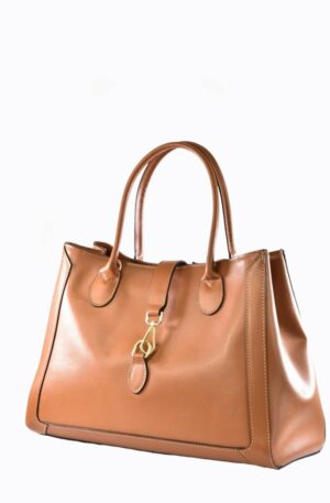 Borsa in vera pelle colore cuoio Made in Italy. Spedizione Gratuita