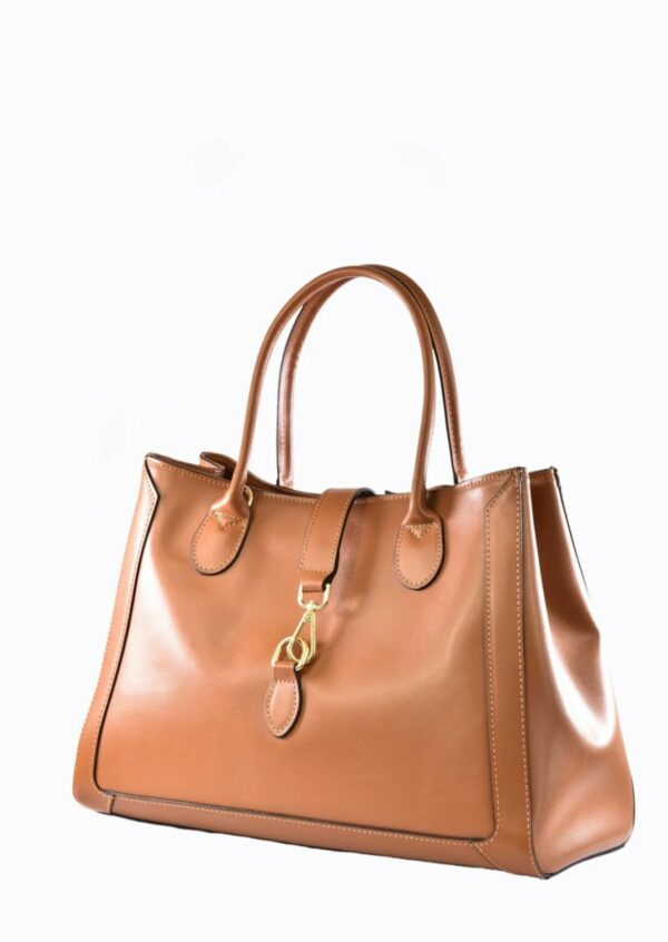 Borsa in vera pelle colore cuoio Made in Italy. Spedizione Gratuita