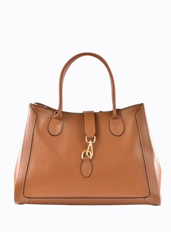 Borsa in vera pelle colore cuoio Made in Italy. Spedizione Gratuita