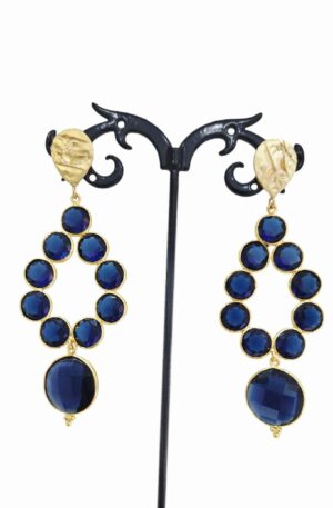 Orecchini  realizzati con quarzi blu circondati da ottone.lunghezza 7cmpeso 6.5cm Spedizione Gratuita