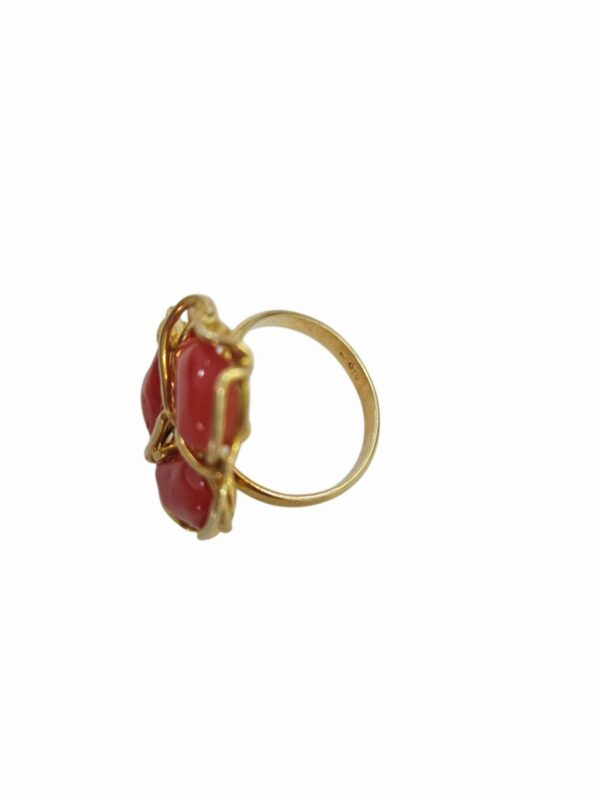 Anello in argento925 dorato regolabile con tris di corallopeso 7.7gr Spedizione Gratuita