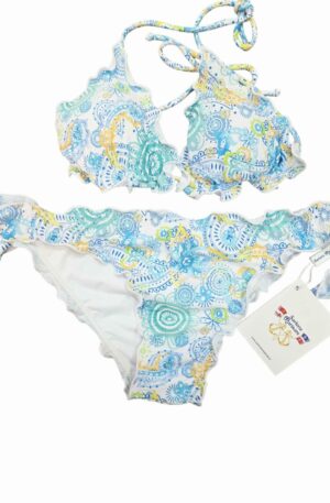 Bichini triangolo con coppa slip regolabile con laccetti. Fantasia desigual. Spedizione Gratuita