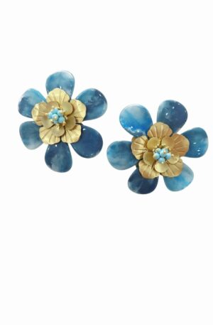 Orecchini fiori lobo realizzati con ottone pasta di trlurchese e resina grandezza 5cmpeso 9.6gr Spedizione Gratuita