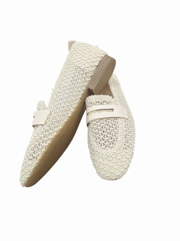 Mocassino in corda beige con suola antiscivolo, tacchetto 1.5cm. Spedizione Gratuita