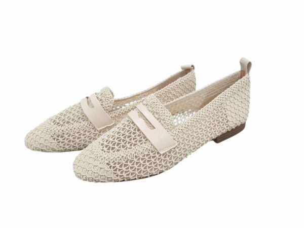 Mocassino in corda beige con suola antiscivolo, tacchetto 1.5cm. Spedizione Gratuita