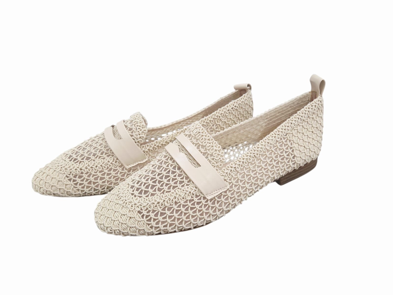 Mocassino in corda beige con suola antiscivolo, tacchetto 1.5cm. Spedizione Gratuita