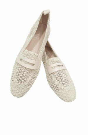 Mocassino in corda beige con suola antiscivolo, tacchetto 1.5cm. Spedizione Gratuita