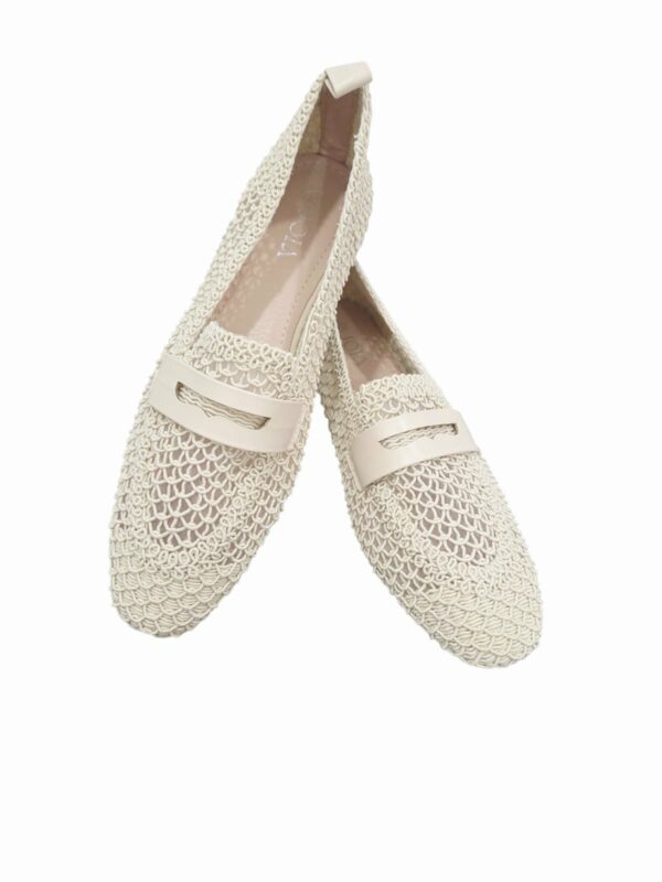 Mocassino in corda beige con suola antiscivolo, tacchetto 1.5cm. Spedizione Gratuita