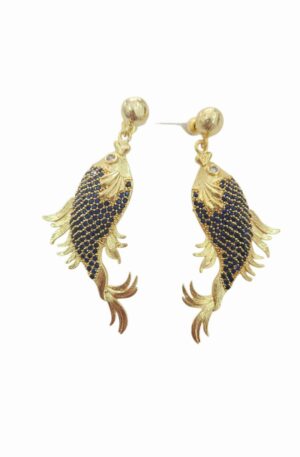 Orecchini pesciolini realizzati su base in ottone con zirconi blu incastonati.lunghezza 5.5cmpeso 6.5gr Spedizione Gratuita