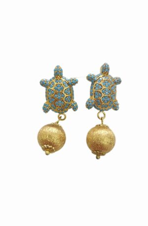 Orecchini realizzati con perno tartaruga in ottone con zirconi turchesi  e sfera in ottone satinato
lunghezza 
peso 4.1gr
lunghezza 3.5cm Spedizione Gratuita