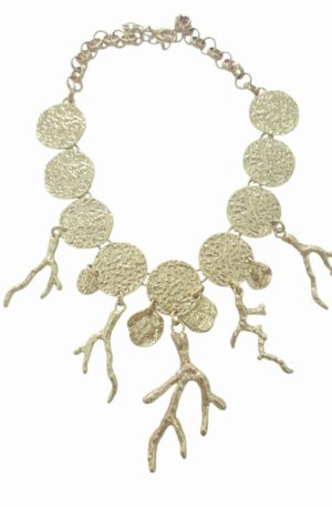 Collana girocollo realizzata con rametti e piastre dorate battute anallergicalunghezza regolabile 50cm Spedizione Gratuita