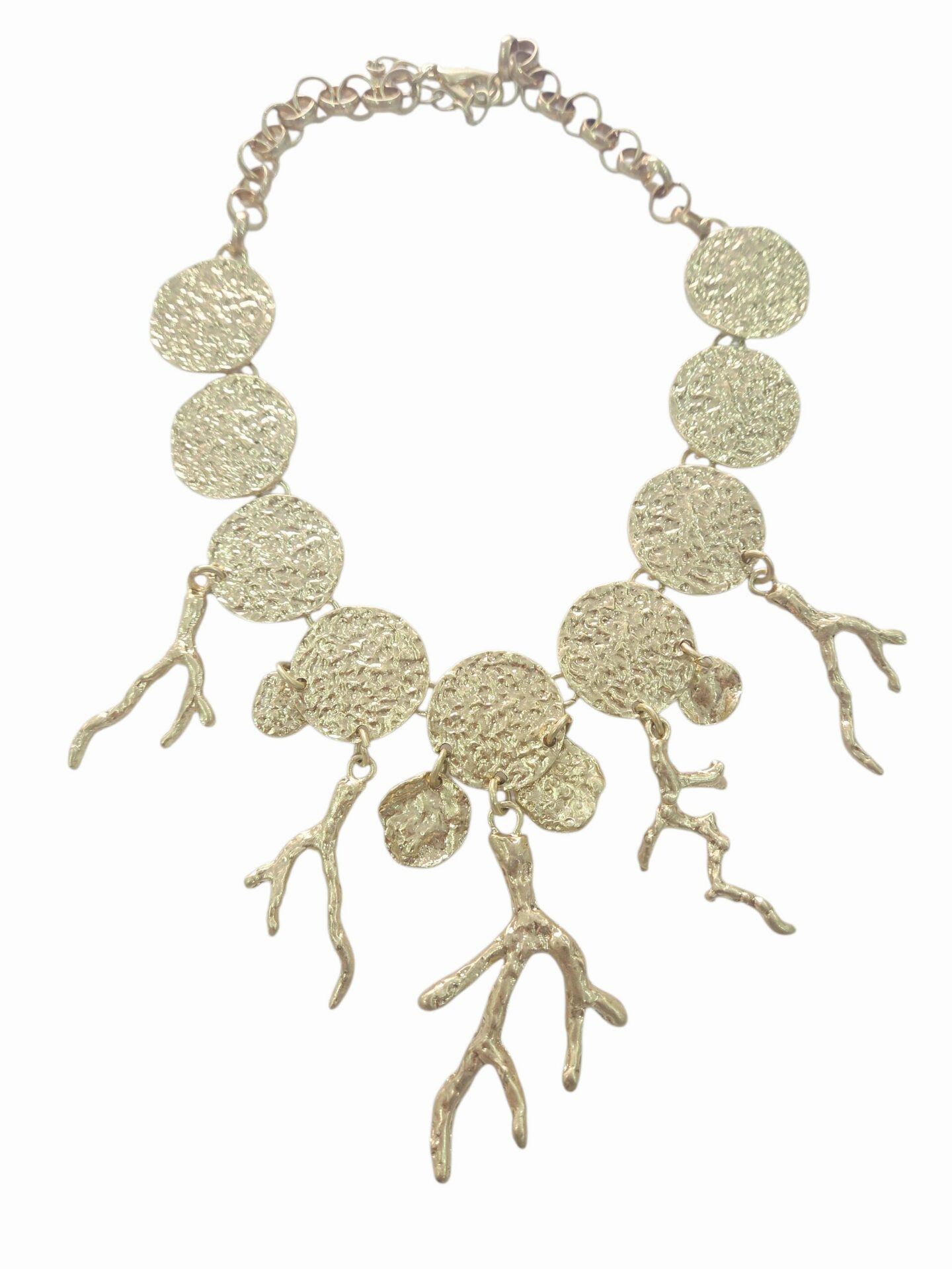 Collana girocollo realizzata con rametti e piastre dorate battute anallergicalunghezza regolabile 50cm Spedizione Gratuita