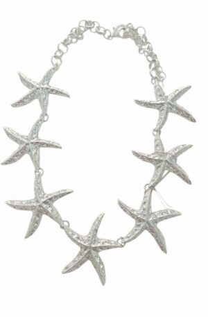 Collana girocollo anallergica regolabile realizzata con stelle argentate. lunghezza 55cm Spedizione Gratuita