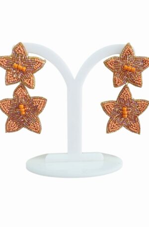 Orecchini realizzati con microperline e tessuto, super leggeri.lunghezza 7.5cmpeso 6.1gr Spedizione Gratuita
