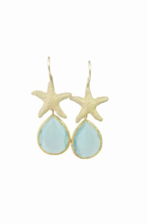 Orecchini realizzati con stelline in ottone e pendente goccia occhio di gatto. lunghezza 4cm peso 3.6gr Spedizione Gratuita