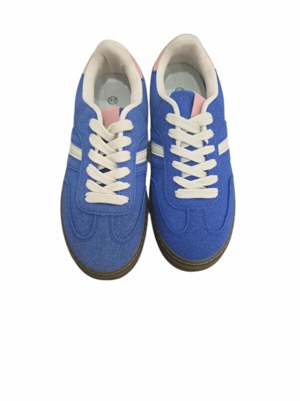 Sneakers azzurre e rosa scamosciate con doppio rialzo 4.5cm, suola antiscivolo. Spedizione Gratuita