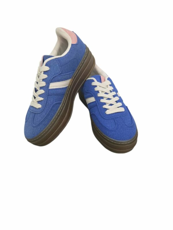 Sneakers azzurre e rosa scamosciate con doppio rialzo 4.5cm, suola antiscivolo. Spedizione Gratuita