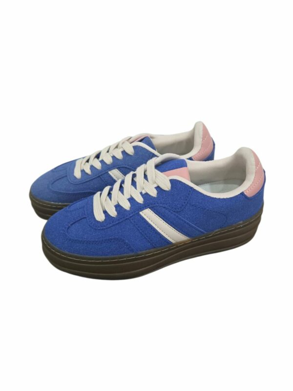 Sneakers azzurre e rosa scamosciate con doppio rialzo 4.5cm, suola antiscivolo. Spedizione Gratuita