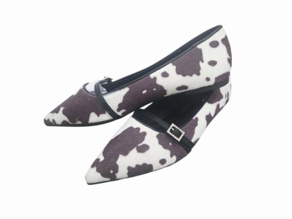 Mocassino cavallino muccato panna e marrone con fibia con strass, suola antiscivolo rialzo 1cm. Spedizione Gratuita