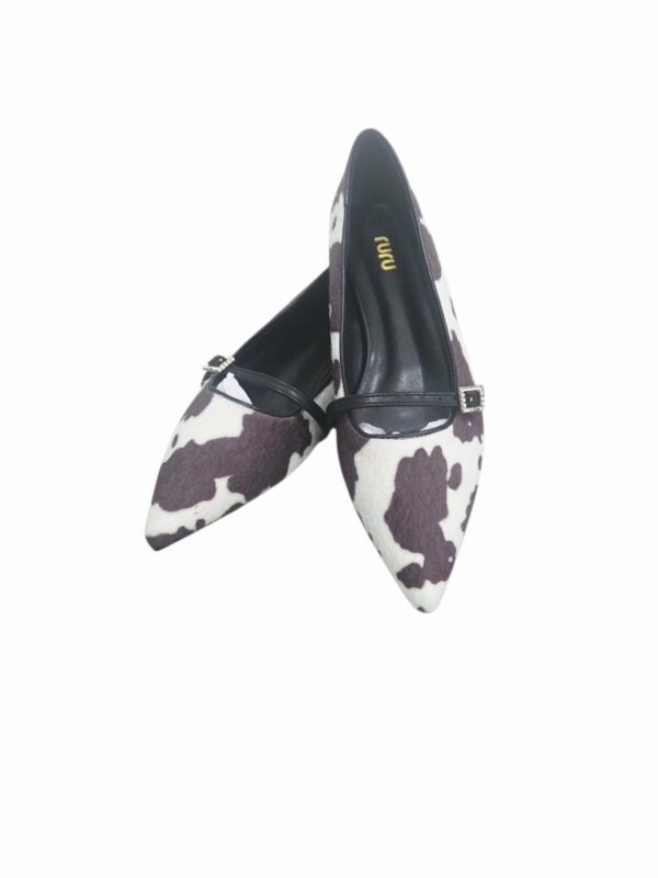 Mocassino cavallino muccato panna e marrone con fibia con strass, suola antiscivolo rialzo 1cm. Spedizione Gratuita