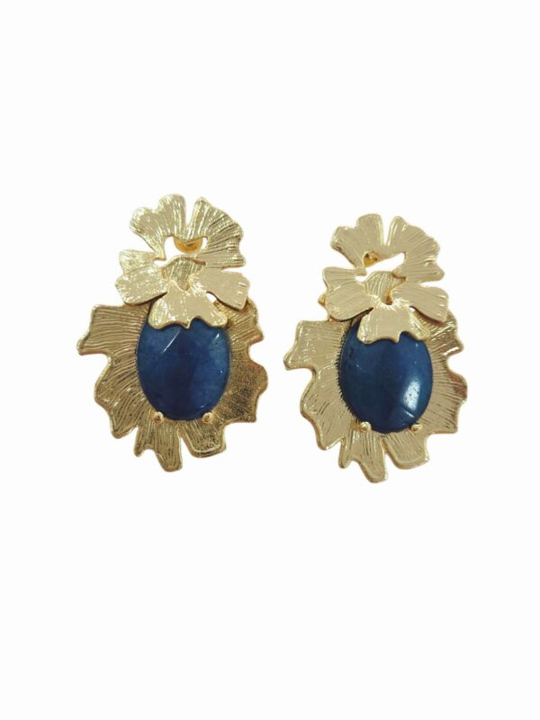 Orecchini realizzati con ottone satinato e pietra in agata petrolio.lunghezza 4cmpeso 9.4gr Spedizione Gratuita