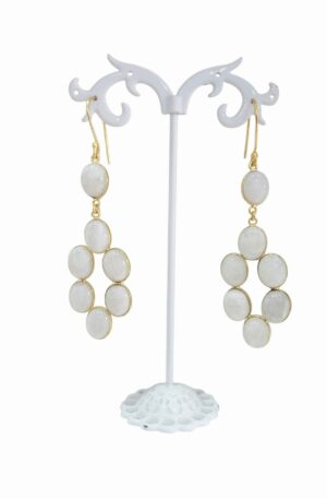 Orecchini  realizzati con pietra di luna circondata da ottonelunghezza 8.5cmpeso 7.6gr Spedizione Gratuita