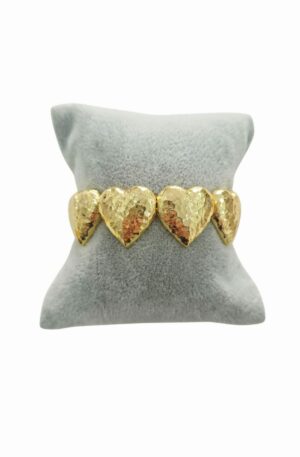 Bracciale cuori ad incastro realizzato artigianalmente in ottone dorato. Spedizione Gratuita