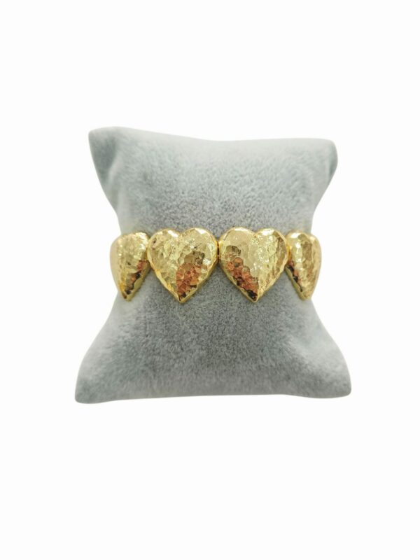 Bracciale cuori ad incastro realizzato artigianalmente in ottone dorato. Spedizione Gratuita