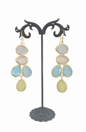 Orecchini occhio di gatto multicolore realizzati con contorno in ottone lunghezza 8cmpeso 7.9gr Spedizione Gratuita