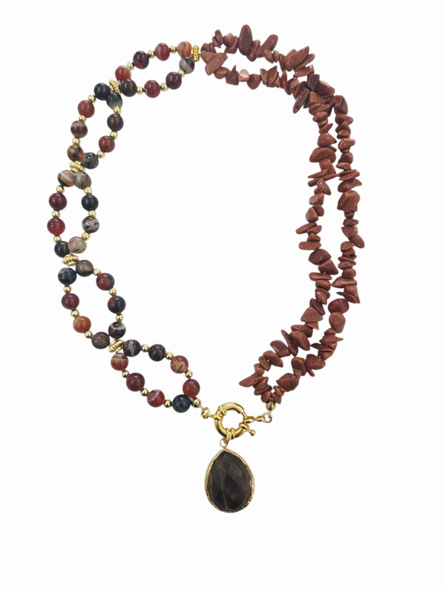 Collana girocollo realizzata con pietra di sole ed agata,pendente occhio di tigre contornato da ottone,elementi dorati in ottone. chiusura in acciaio.lunghezza girocollo 47cmlunghezza ciondolo 3cm Spedizione Gratuita Collana girocollo realizzata con pietra di sole ed agata,pendente occhio di tigre contornato da ottone,elementi dorati in ottone. chiusura in acciaio.lunghezza girocollo 47cmlunghezza ciondolo 3cm Spedizione Gratuita