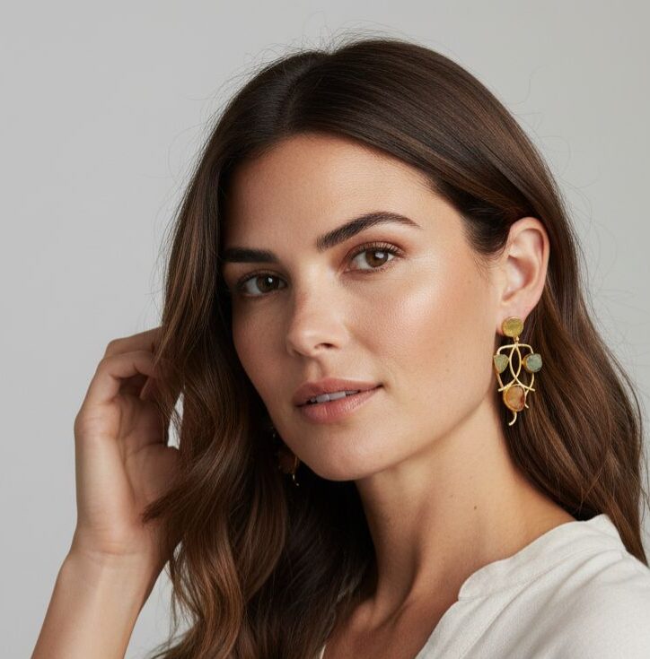 Orecchini realizzati con ottone e pietre naturali incastonatelunghezza 6cmpeso 8.5gr Spedizione Gratuita Orecchini realizzati con ottone e pietre naturali incastonatelunghezza 6cmpeso 8.5gr Spedizione Gratuita