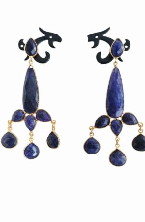 Orecchini  realizzati con lapislazzuli contornati da ottone peso 8.7grlunghezza 7cm Spedizione Gratuita