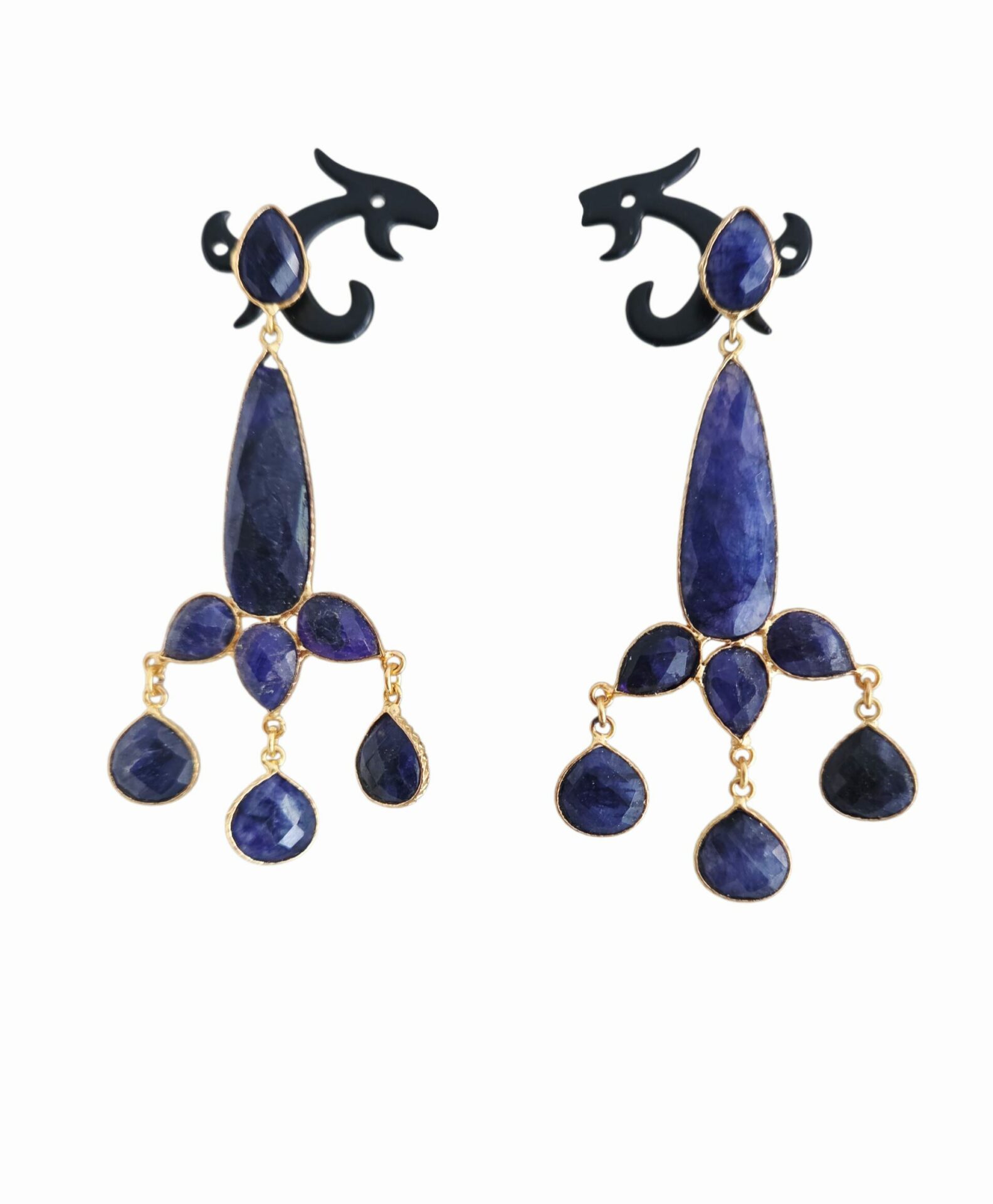 Orecchini  realizzati con lapislazzuli contornati da ottone peso 8.7grlunghezza 7cm Spedizione Gratuita