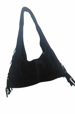 Borsa in camoscio nera,vera pelle made aitaly,con frange laterali,dotata di tracolla chiusura con zip.misure L34 H18 Spedizione Gratuita Borsa in camoscio nera,vera pelle made aitaly,con frange laterali,dotata di tracolla chiusura con zip.misure L34 H18 Spedizione Gratuita