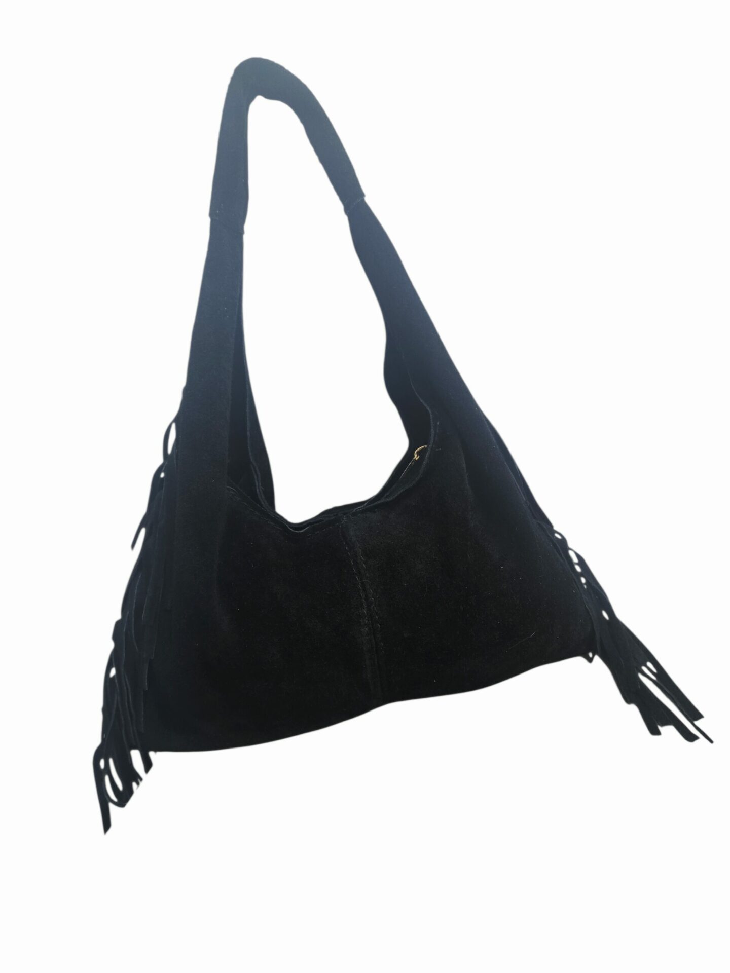 Borsa in camoscio nera,vera pelle made aitaly,con frange laterali,dotata di tracolla chiusura con zip.misure L34 H18 Spedizione Gratuita Borsa in camoscio nera,vera pelle made aitaly,con frange laterali,dotata di tracolla chiusura con zip.misure L34 H18 Spedizione Gratuita