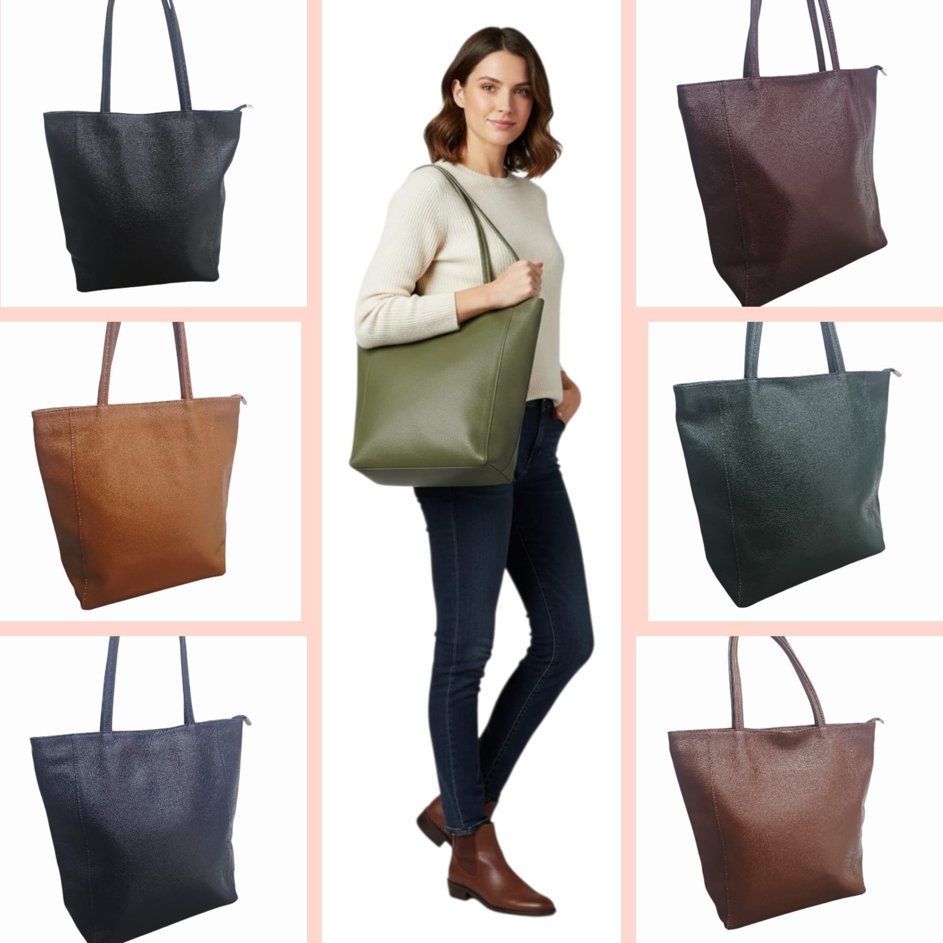 Shopper borsa in vera pelle, chiusra con zip, tasca esterna con zip, interno foderato con tasche laterali.Misure L 28 B13 H36 ampiezza manico 28cm Spedizione Gratuita Shopper borsa in vera pelle, chiusra con zip, tasca esterna con zip, interno foderato con tasche laterali.Misure L 28 B13 H36 ampiezza manico 28cm Spedizione Gratuita