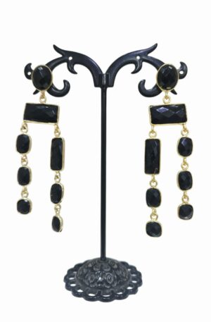 Orecchini realizzati con onice contornata da ottone lunghezza 6.5cm peso 4.8gr Spedizione Gratuita