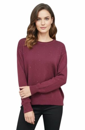 Maglione bordeaux con piccole paillettes, morbido,taglia unica.composizione 50% viscosa 28% poliestere 22% nylon Spedizione Gratuita Maglione bordeaux con piccole paillettes, morbido,taglia unica.composizione 50% viscosa 28% poliestere 22% nylon Spedizione Gratuita