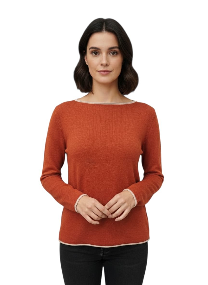 Maglione cashmere bland arancio e contorno beige, morbido caldo taglia unica Spedizione Gratuita Maglione cashmere bland arancio e contorno beige, morbido caldo taglia unica Spedizione Gratuita