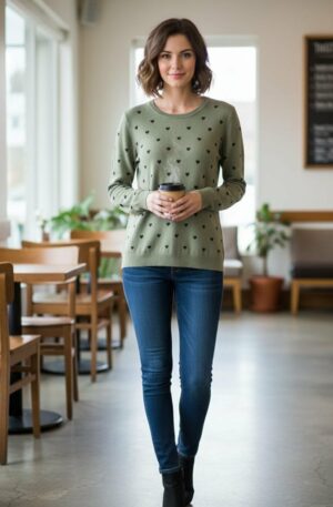 Maglioncino cuori neri sfondo verde,vestibilità S/M, tessuto sottile composizione 30% modalità 20% viscosa 28% poliestere 22% nylon Spedizione Gratuita Maglioncino cuori neri sfondo verde,vestibilità S/M, tessuto sottile composizione 30% modalità 20% viscosa 28% poliestere 22% nylon Spedizione Gratuita