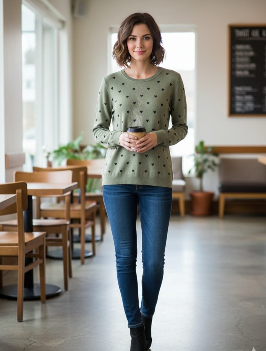 Maglioncino cuori neri sfondo verde,vestibilità S/M, tessuto sottile composizione 30% modalità 20% viscosa 28% poliestere 22% nylon Spedizione Gratuita Maglioncino cuori neri sfondo verde,vestibilità S/M, tessuto sottile composizione 30% modalità 20% viscosa 28% poliestere 22% nylon Spedizione Gratuita