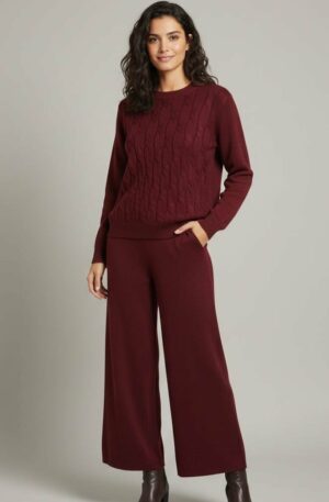 Completo bordeuax pantalone elasticizzato con tasche e maglione intrecciato, morbido e comodo,taglia unica Spedizione Gratuita Completo bordeuax pantalone elasticizzato con tasche e maglione intrecciato, morbido e comodo,taglia unica Spedizione Gratuita