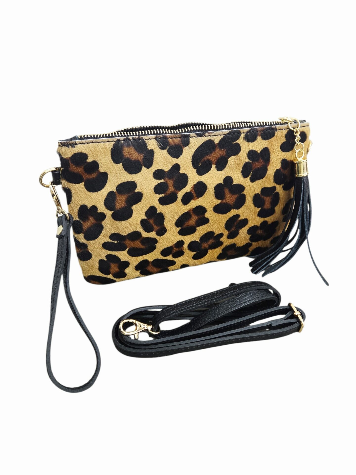 Tracollina in cavallino maculato e vera pelle, con polsiera, tracolla e nappina, made Italy, misure L 24 H15 Spedizione Gratuita Tracollina in cavallino maculato e vera pelle, con polsiera, tracolla e nappina, made Italy, misure L 24 H15 Spedizione Gratuita