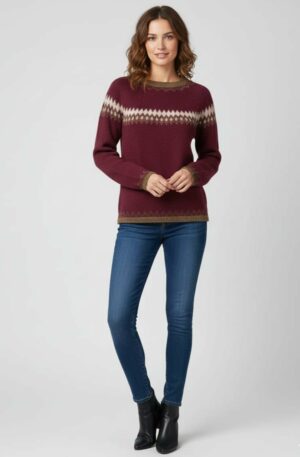 Maglione girocollo caldo bordeaux con filato lurex,made Italy, composto da lana cashmere e viscosa. taglia unica Spedizione Gratuita