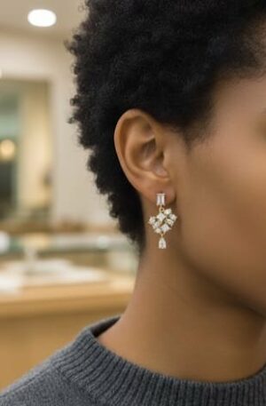 Orecchini  realizzati su base in ottone con zirconi incastonati lunghezza 3cmpeso 3.1gr Spedizione Gratuita