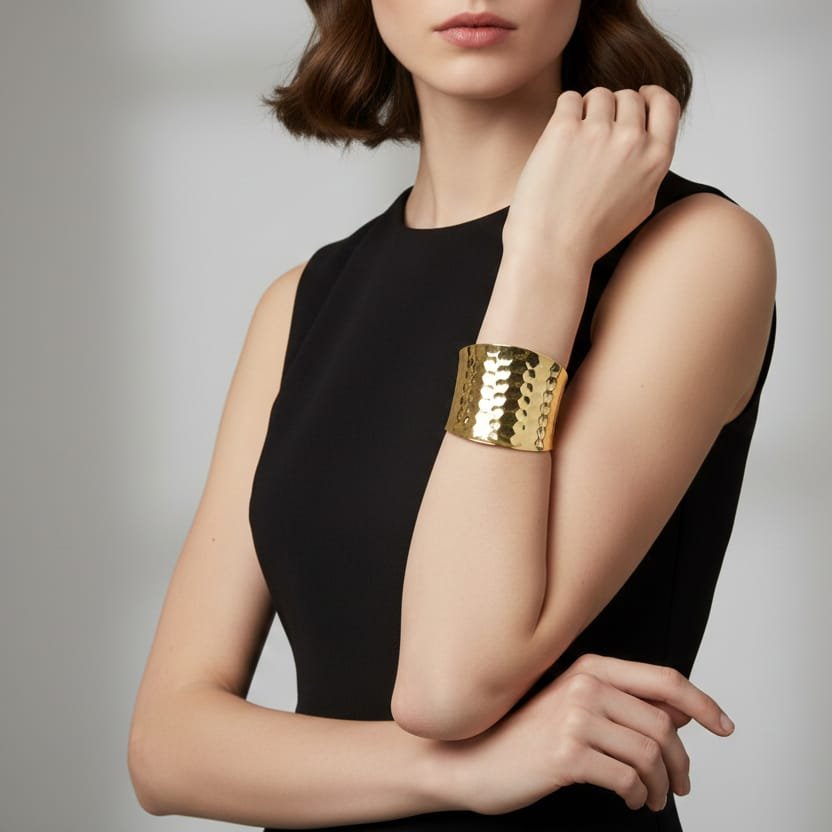 Bracciale rigido ad incastro realizzato in ottone battuto lucido dorato Spedizione Gratuita Bracciale rigido ad incastro realizzato in ottone battuto lucido dorato Spedizione Gratuita