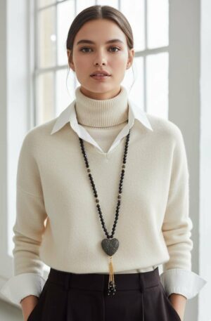 Collana lunga regolabile realizzata con onice e sfere in marcassite ed ematite. ciondolo con cuore in marcassite ed onice 
lunghezza collana 65cm
lunghezza ciondolo 8cm Spedizione Gratuita