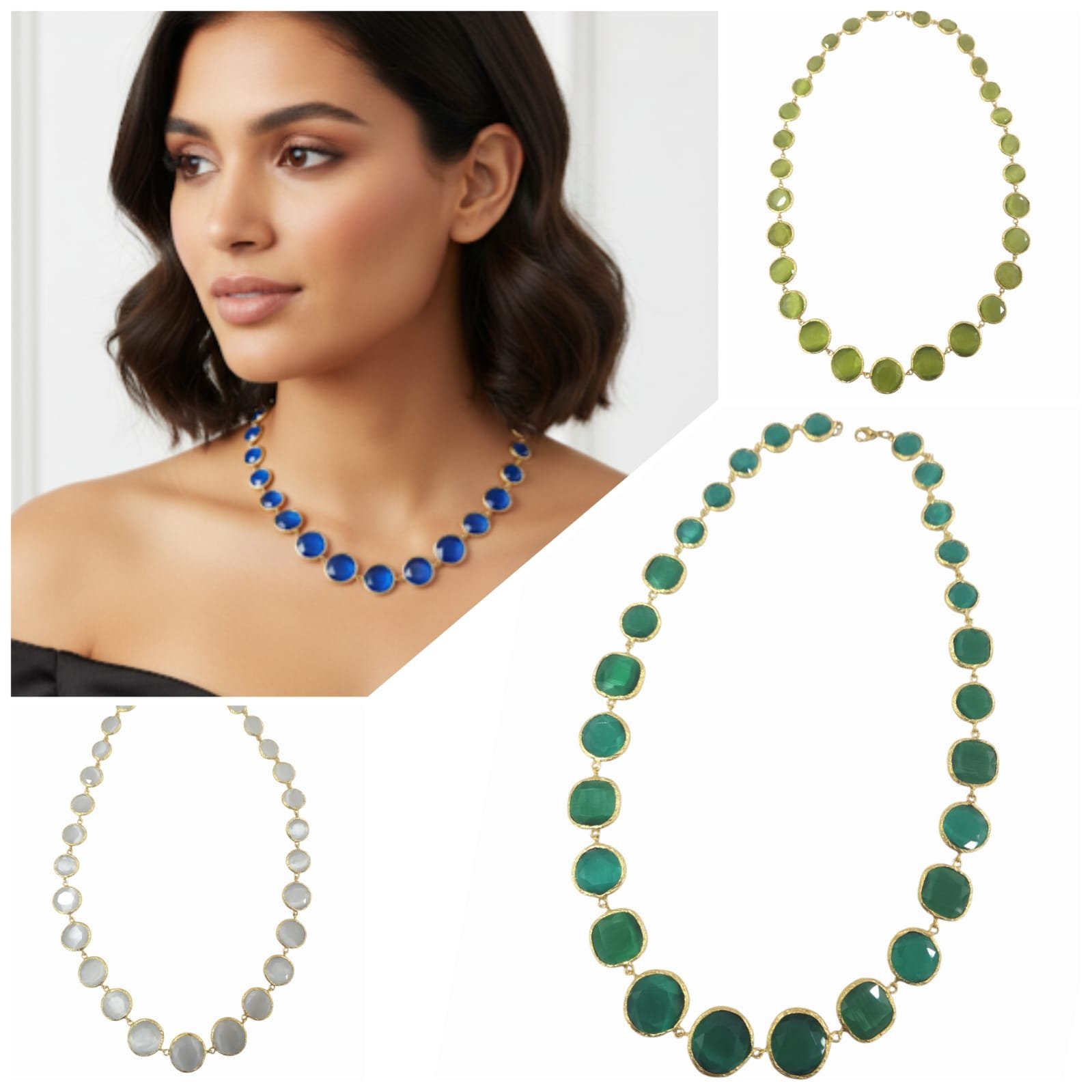 Collana girocollo realizzata con occhio di gatto vari colori contornata da ottone. Lunghezza 50cm Spedizione Gratuita Collana girocollo realizzata con occhio di gatto vari colori contornata da ottone. Lunghezza 50cm Spedizione Gratuita